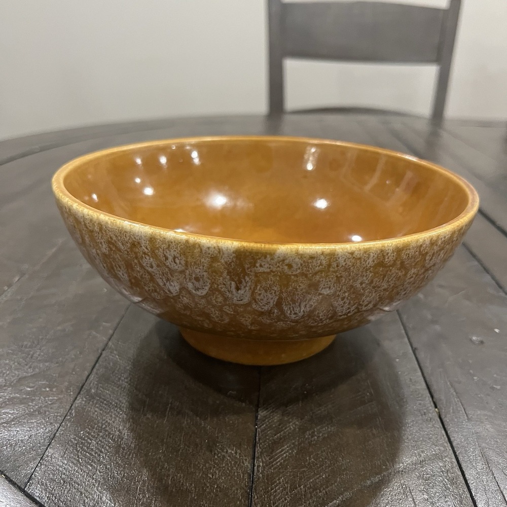 Vintage HAEGER USA 101 Mid‎ Century Drip Gold Brown  7 3/4" Pottery Bowl